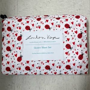 Queen size sheet set lady bug Valentine’s Day red and pink new